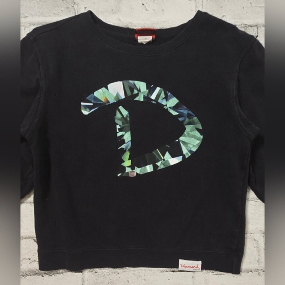 Diamond Supply Co Black Crewneck Pullover Sweatshirt Womens Medium Retro - Picture 4 of 11